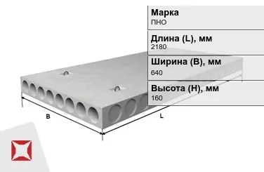 Облегчённые плиты перекрытия ПНО 22-6,4-8 2180x640x160 мм в Атырау