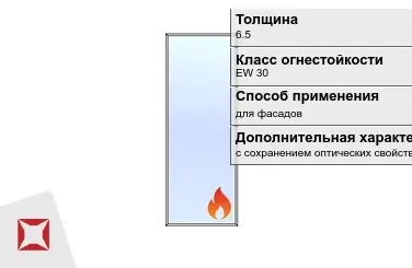 Огнестойкое стекло Pyropane 6.5 мм EW 30 с сохранением оптических свойств ГОСТ 30247.0-94 в Атырау