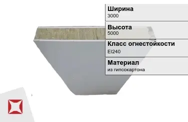 Противопожарная перегородка EI240 3000х5000 мм Кнауф ГОСТ 30247.0-94 в Атырау