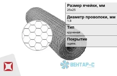 Сетка Манье двойного кручения 1,8x25х25 в Атырау