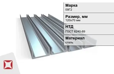 Швеллер стальной 09Г2 120х70 мм ГОСТ 8240-89 в Атырау